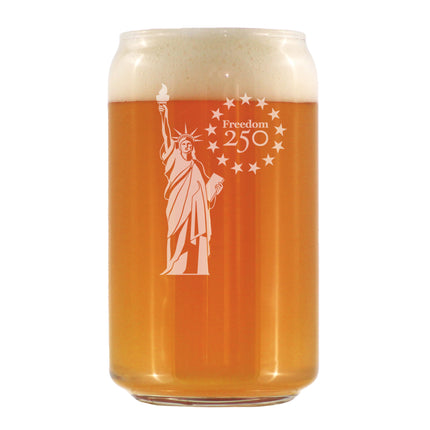 Freedom 250 Statue of Liberty Engraved Beer Can Glass - 16oz Official USA 250th Anniversary Merch
