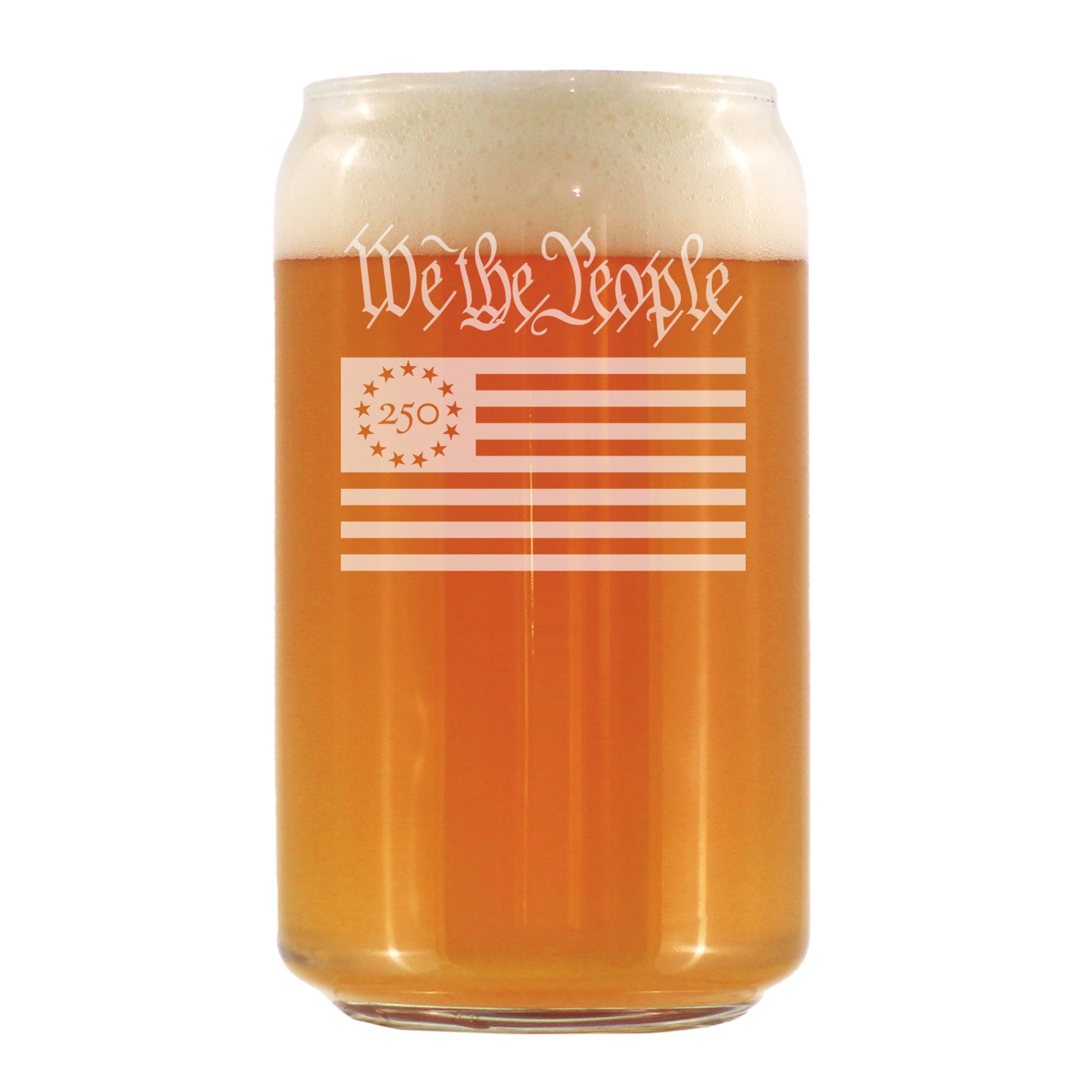 Freedom 250 We the People Engraved Beer Can Glass - 16oz Official USA 250th Anniversary Merch