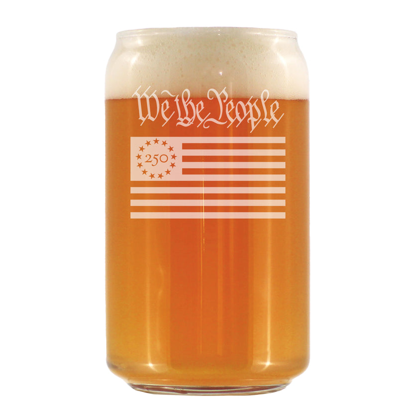 Freedom 250 We the People Engraved Beer Can Glass - 16oz Official USA 250th Anniversary Merch