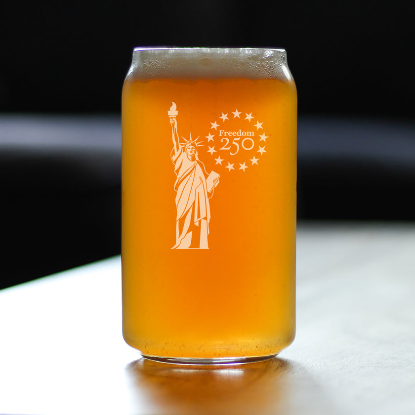 Freedom 250 Statue of Liberty Engraved Beer Can Glass - 16oz Official USA 250th Anniversary Merch