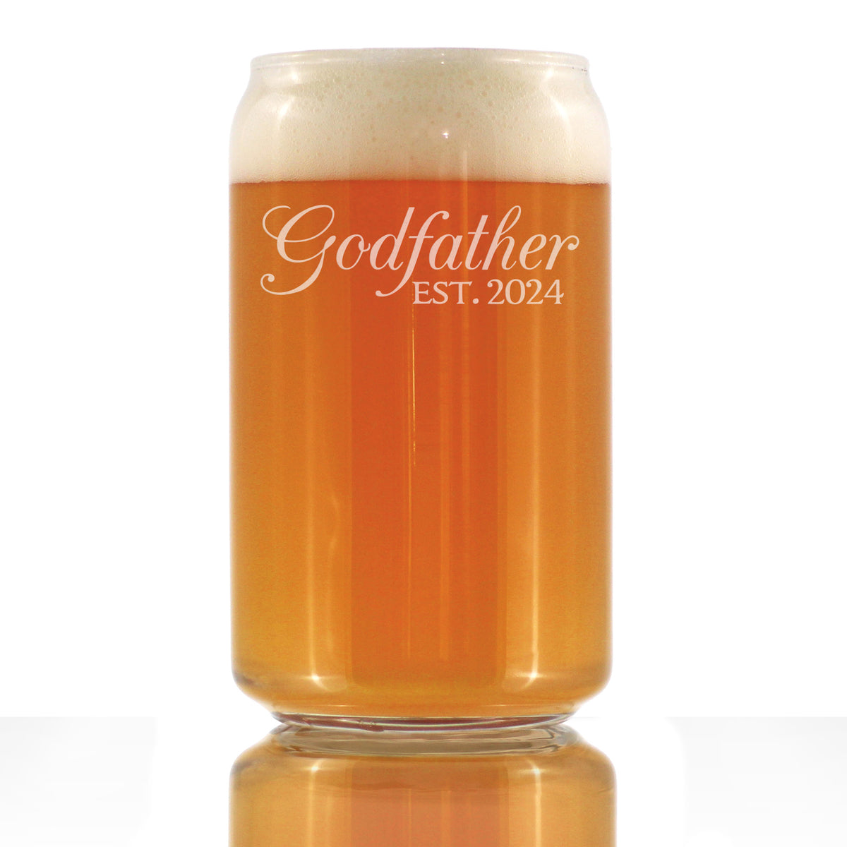 Godfather Est 2024 - New Godfather Beer Can Pint Glass Proposal Gift for First Time Godparents - Decorative 16 Oz Glasses