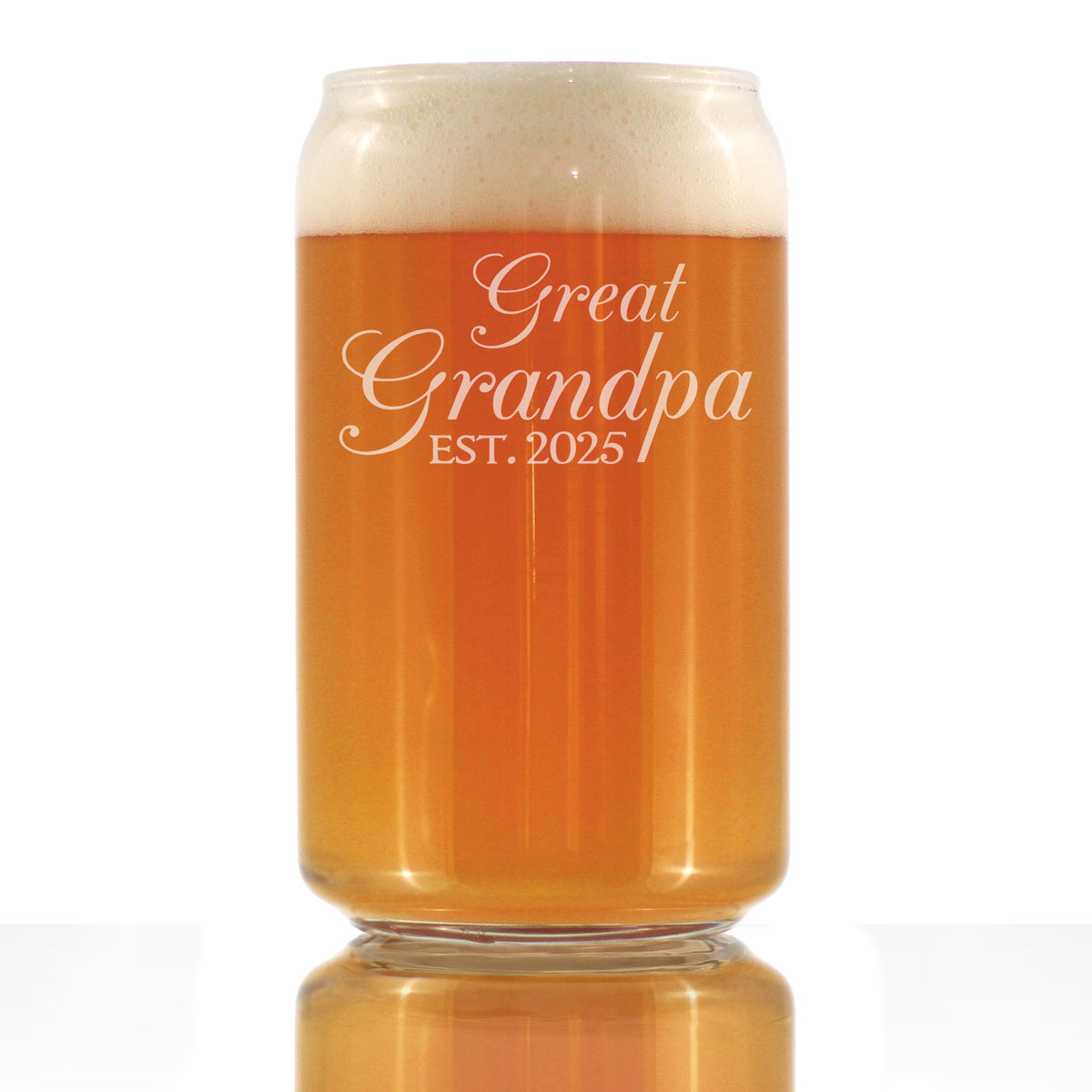 Great Grandpa Est 2025 - New Great Grandfather Beer Can Pint Glass Gift for First Time Great Grandparents - Decorative 16 Oz Glasses