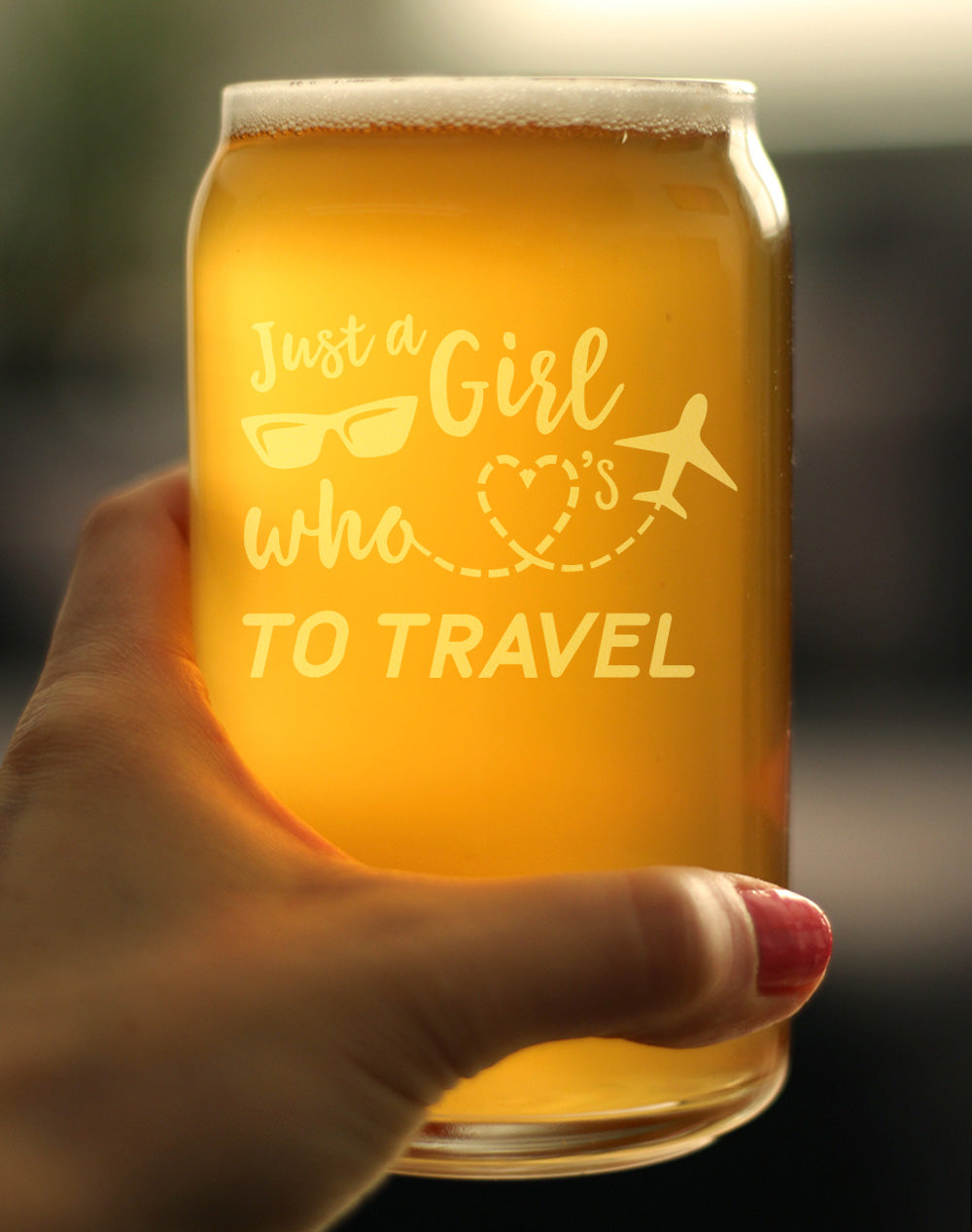 Girl Who Loves To Travel - Beer Can Pint Glass - Gifts for Travelers Women - 16 oz Glasses