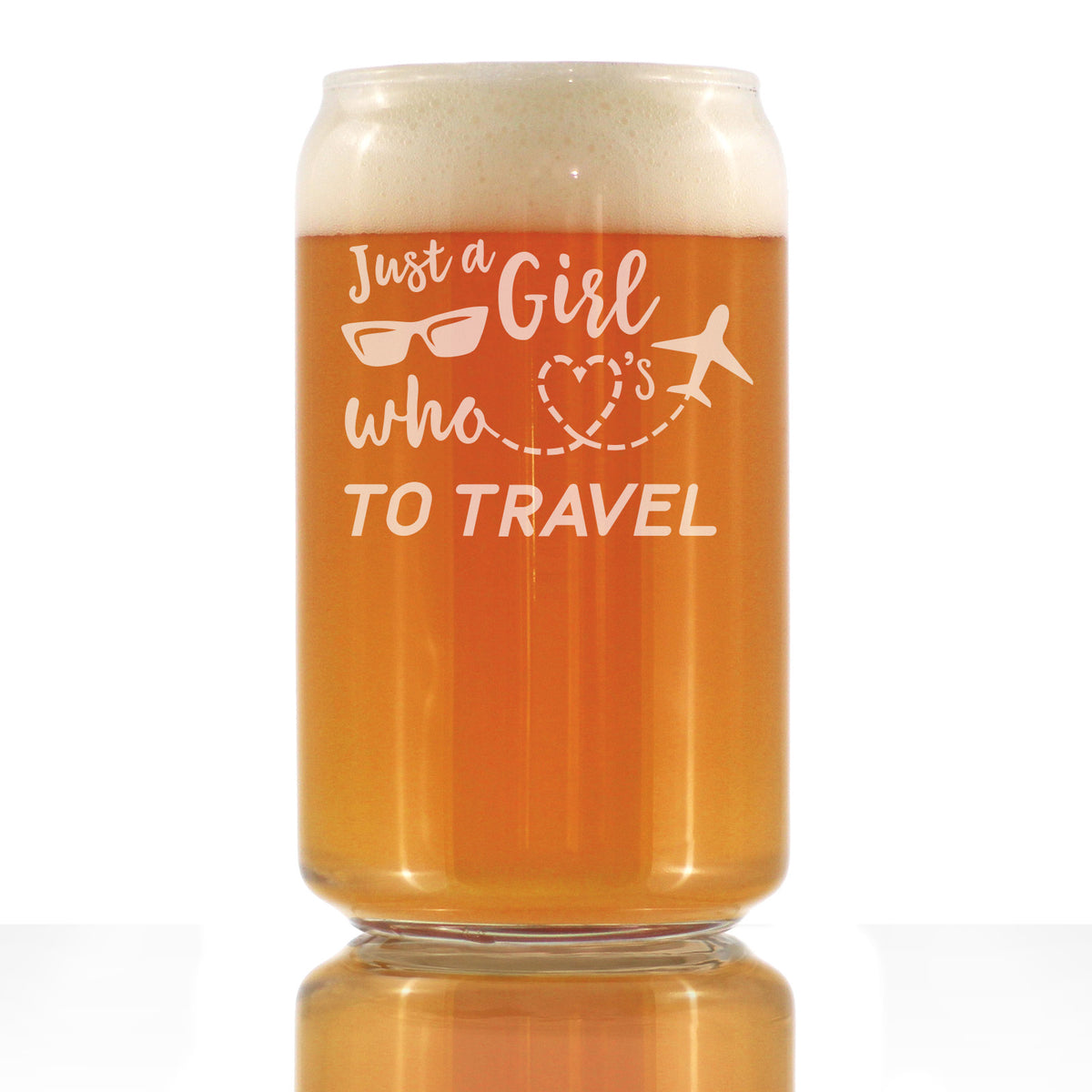 Girl Who Loves To Travel - Beer Can Pint Glass - Gifts for Travelers Women - 16 oz Glasses