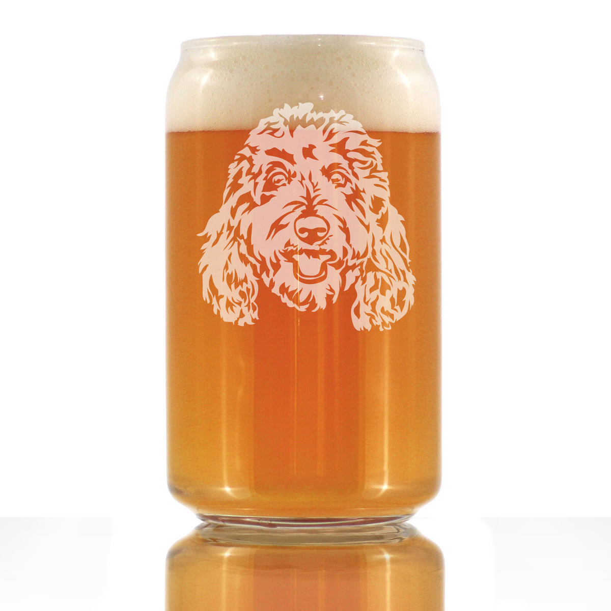 Golden Doodle Face - Beer Can Pint Glass - Goldendoodle Gifts for Women &amp; Men - 16 oz Glasses