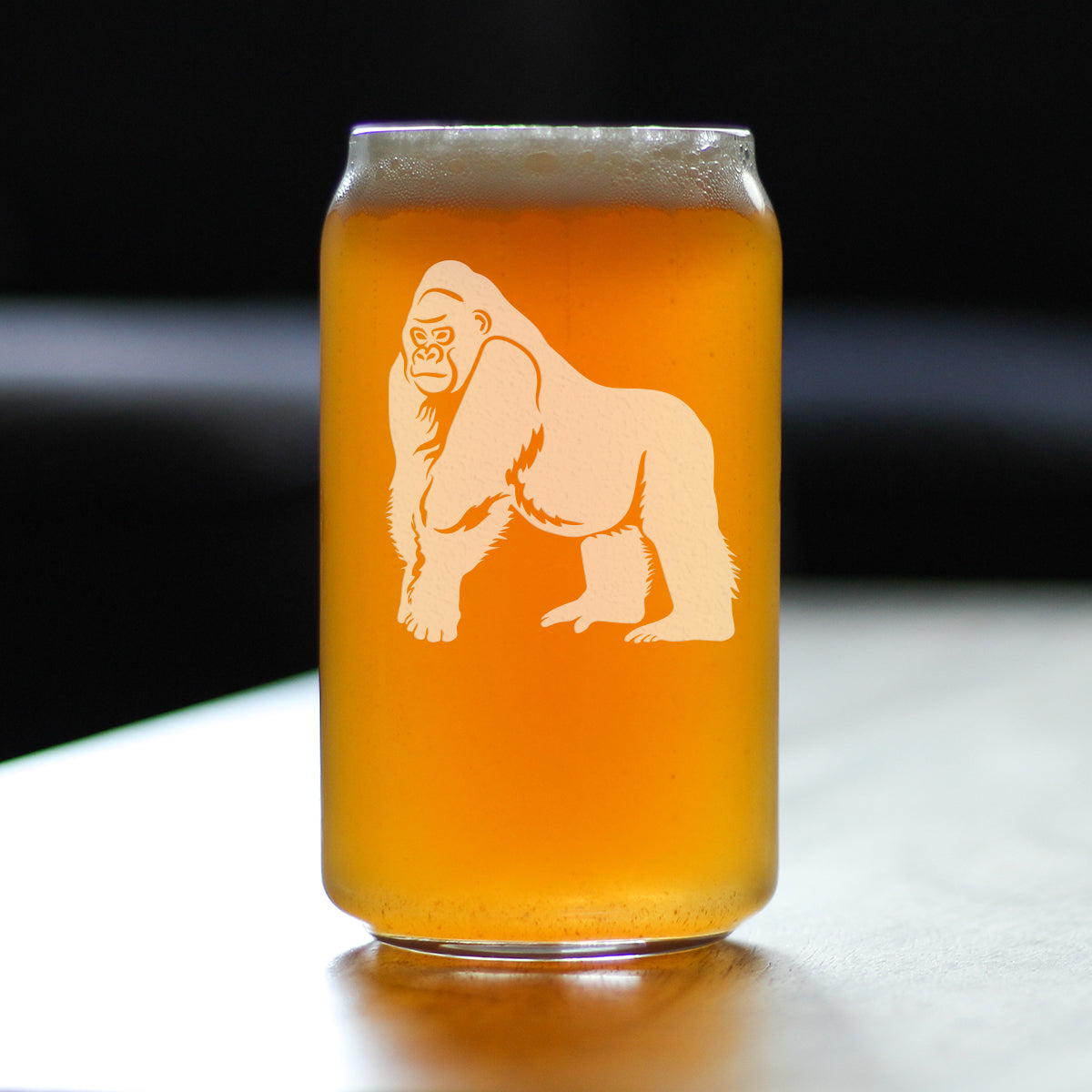Gorilla Beer Can Pint Glass - Fun Wild Animal Themed Decor and Gifts for Lovers of Apes and Monkeys - 16 Oz Glasses
