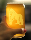 Gorilla Beer Can Pint Glass - Fun Wild Animal Themed Decor and Gifts for Lovers of Apes and Monkeys - 16 Oz Glasses