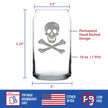 Skull and Crossbones Beer Can Pint Glass - Skull Decor and Jolly Roger Flag Gifts - 16 Oz Glasses