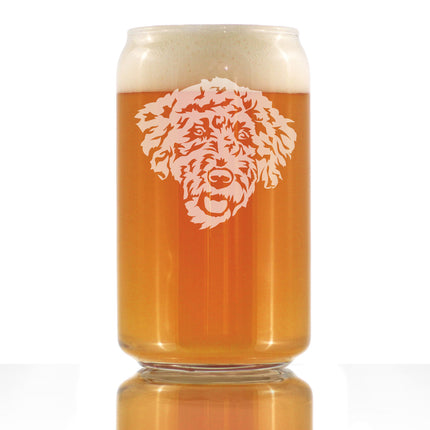Labradoodle Face - Beer Can Pint Glass - Labradoodle Gifts for Dog Lovers Women & Men - 16 oz Glasses