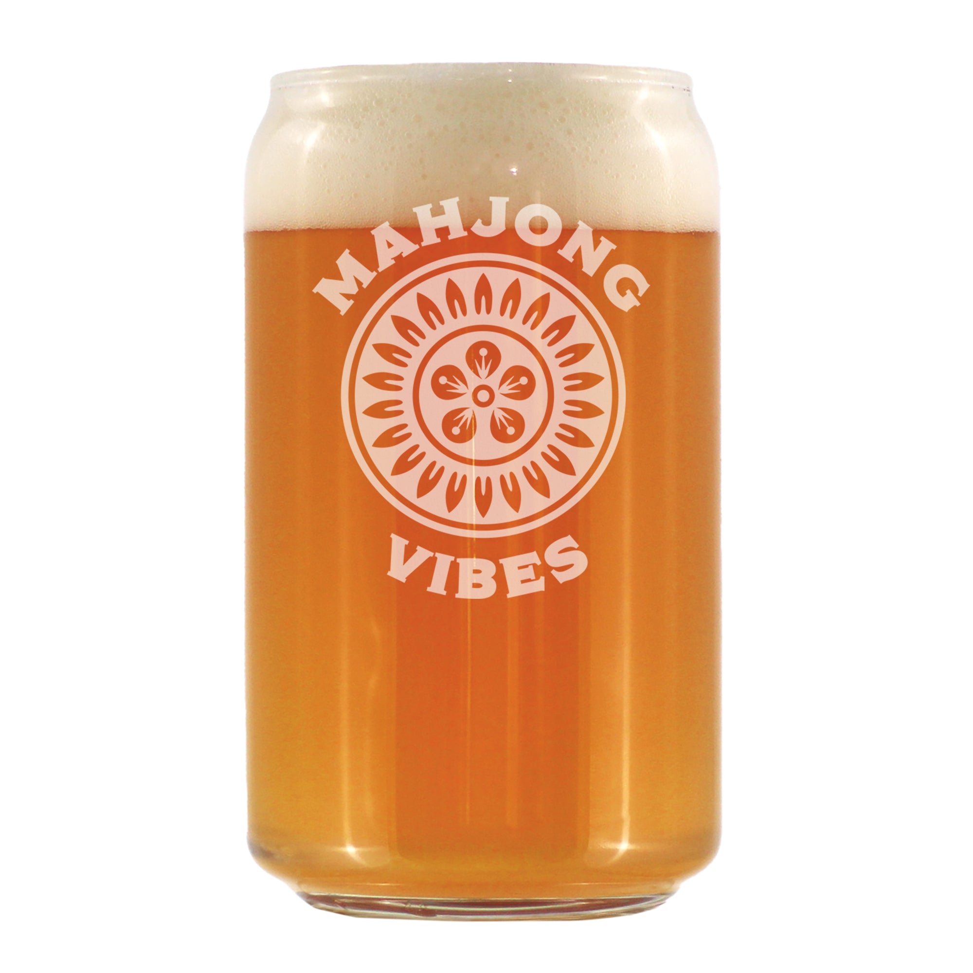 Mahjong Vibes - Engraved Beer Can Glass - 16 oz