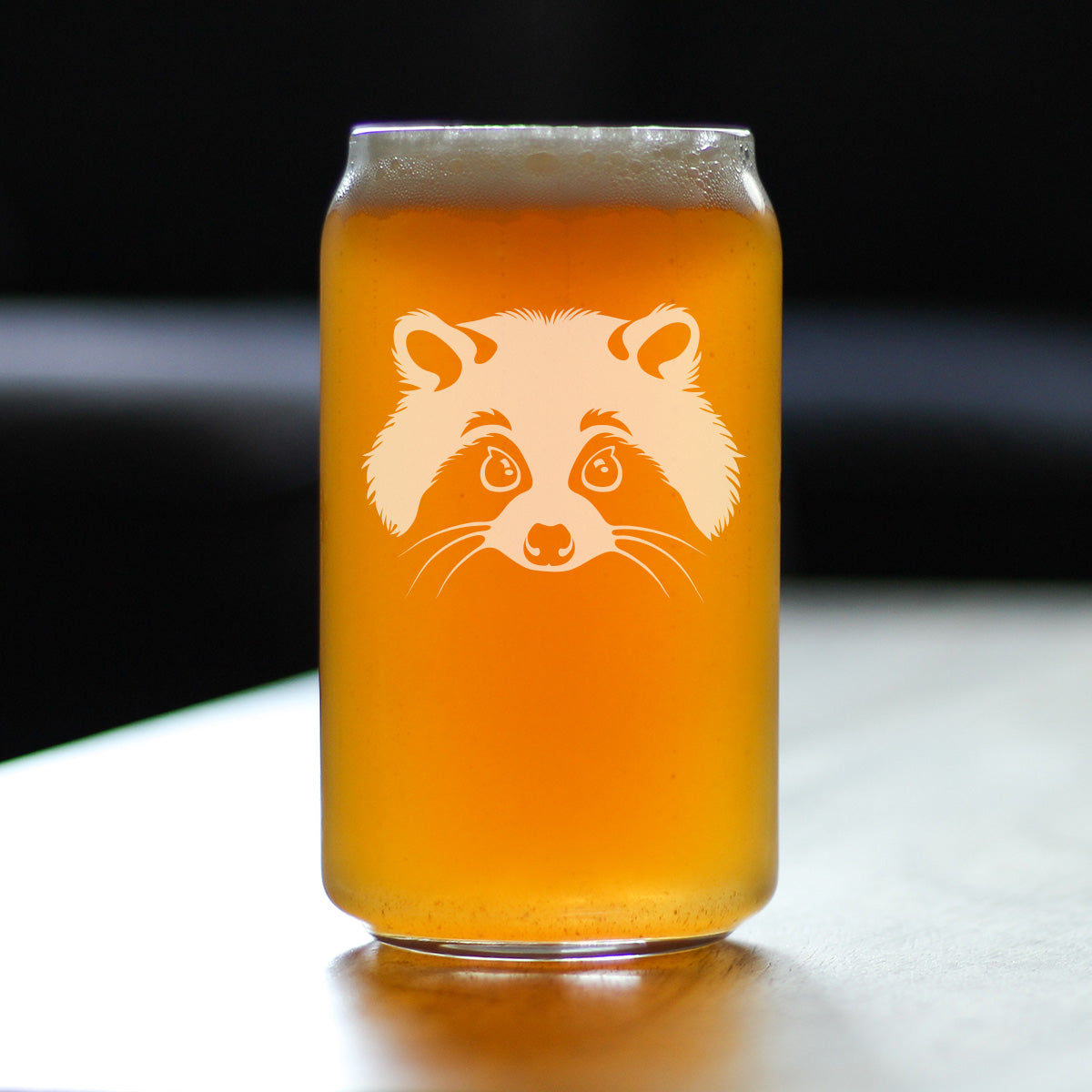 Raccoon Face - Beer Can Pint Glass - Cute Raccoon Gifts for Animal Lovers - 16 oz Glasses