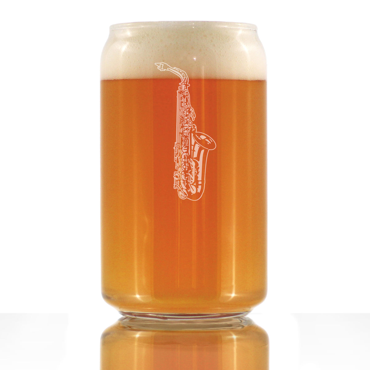 Saxophone Engraved Beer Can Glass Gifts for Musicians Beer Can Shaped Pint Glass - 16oz