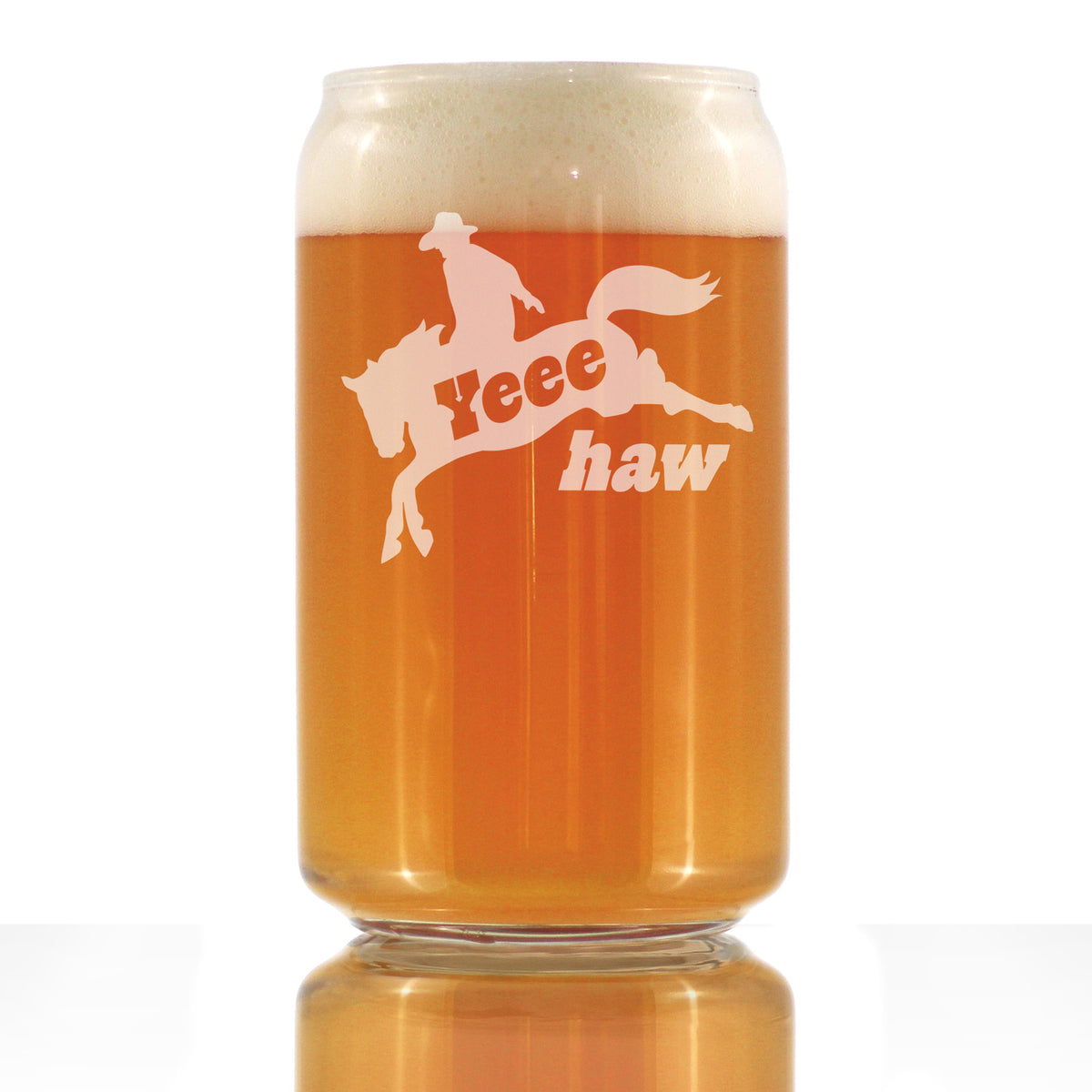 Yeehaw Engraved Beer Can Glass Gifts Rodeo Party Decor &amp; Western Home Decorations Beer Can Shaped Pint Glass - 16oz