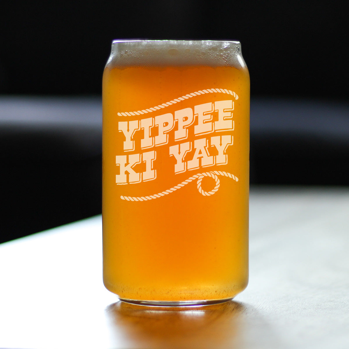 Yippee Ki Yay Engraved Beer Can Glass Gifts Country Western Home Decor Beer Can Shaped Pint Glass - 16oz
