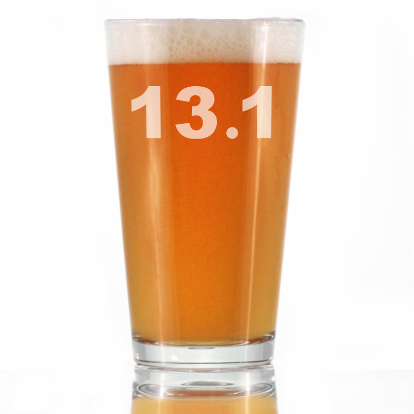 13.1 Half Marathon Pint Glass for Beer - Gifts for Half Marathon Runners - 16 oz Glasses