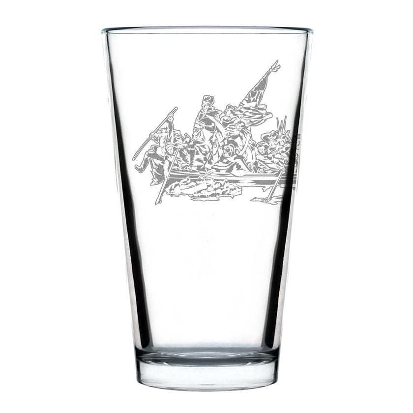 America 250 Washington Crossing the Delaware Engraved Pint Glass America250 Official for 250th Anniversary of the USA High Quality Pint Glasses for Beer - 16oz