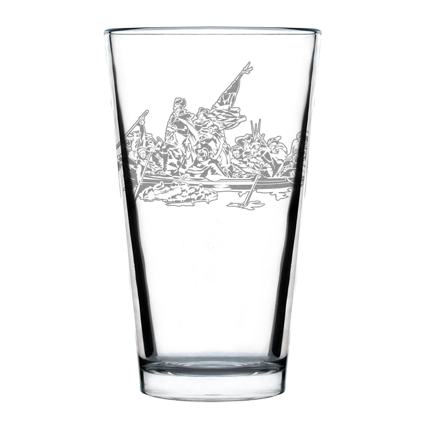 America 250 Washington Crossing the Delaware Engraved Pint Glass America250 Official for 250th Anniversary of the USA High Quality Pint Glasses for Beer - 16oz