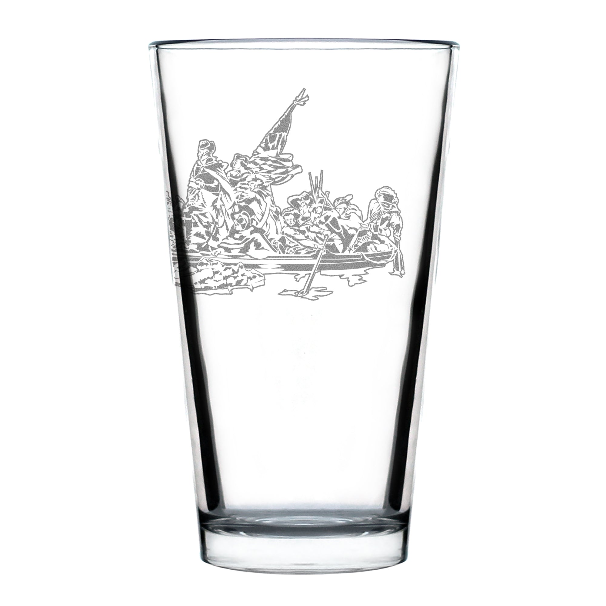 America 250 Washington Crossing the Delaware Engraved Pint Glass America250 Official for 250th Anniversary of the USA High Quality Pint Glasses for Beer - 16oz