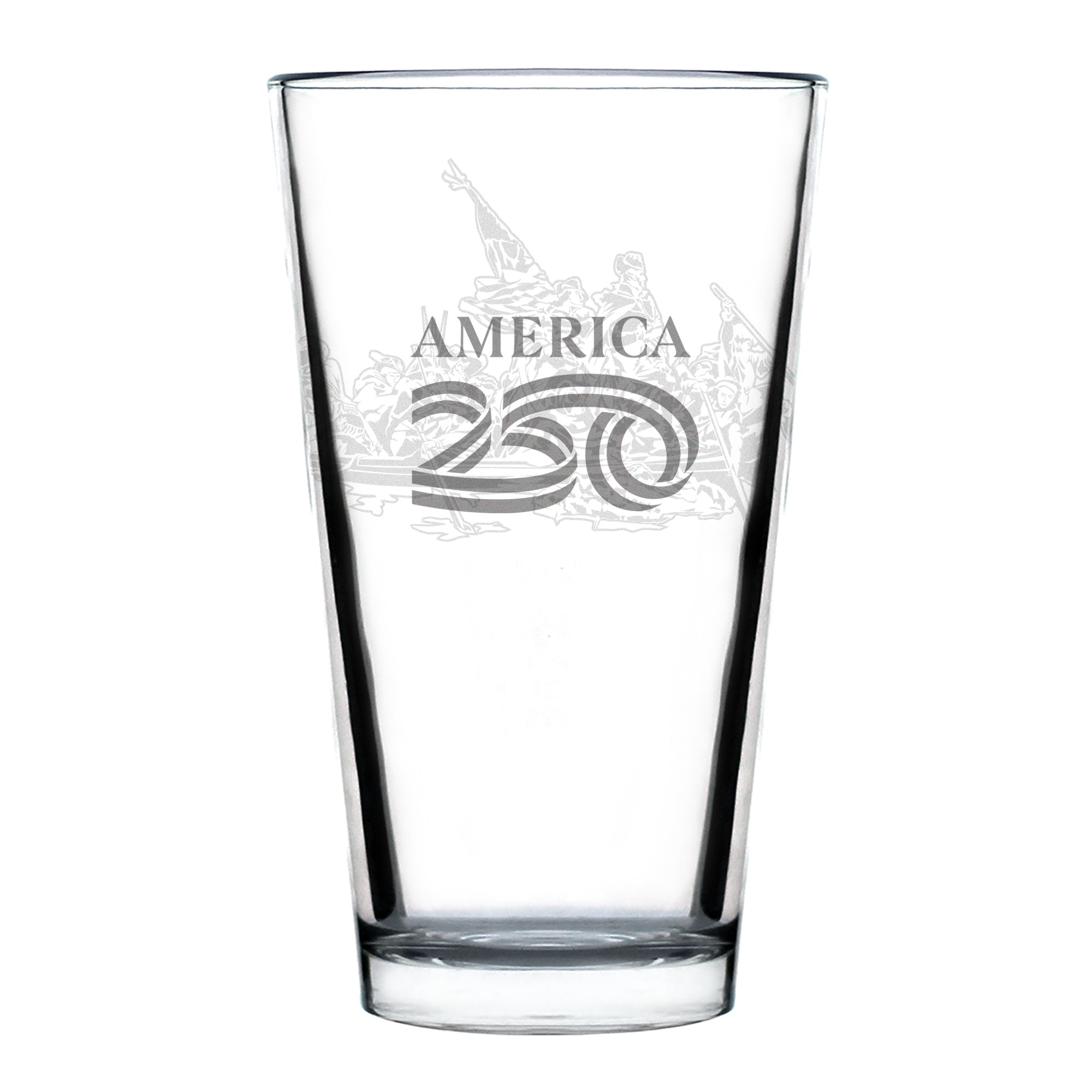 America 250 Washington Crossing the Delaware Engraved Pint Glass America250 Official for 250th Anniversary of the USA High Quality Pint Glasses for Beer - 16oz