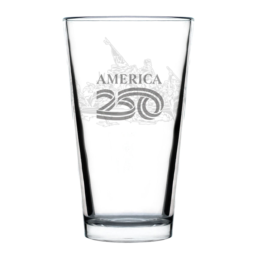 America 250 Washington Crossing the Delaware Engraved Pint Glass America250 Official for 250th Anniversary of the USA High Quality Pint Glasses for Beer - 16oz