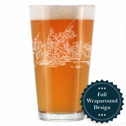 America 250 Washington Crossing the Delaware Engraved Pint Glass America250 Official for 250th Anniversary of the USA High Quality Pint Glasses for Beer - 16oz