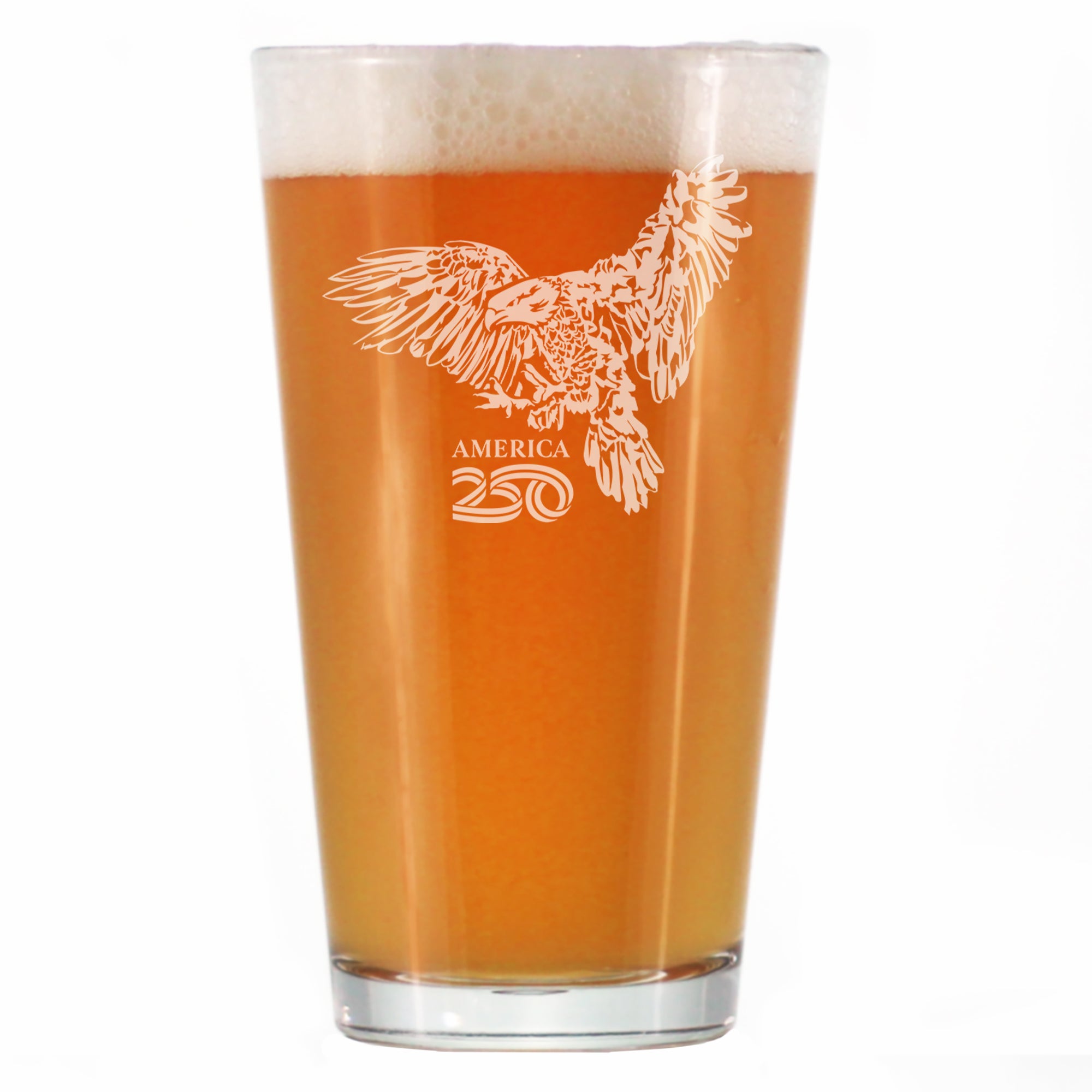America 250 Bald Eagle Engraved Pint Glass America250 Official for 250th Anniversary of the USA High Quality Pint Glasses for Beer - 16oz