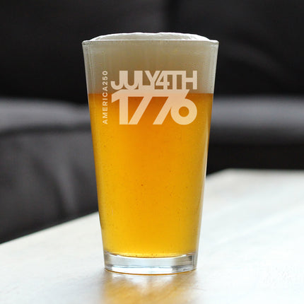 America 250 July 4 1776 Engraved Pint Glass America250 Official for 250th Anniversary of the USA High Quality Pint Glasses for Beer - 16oz