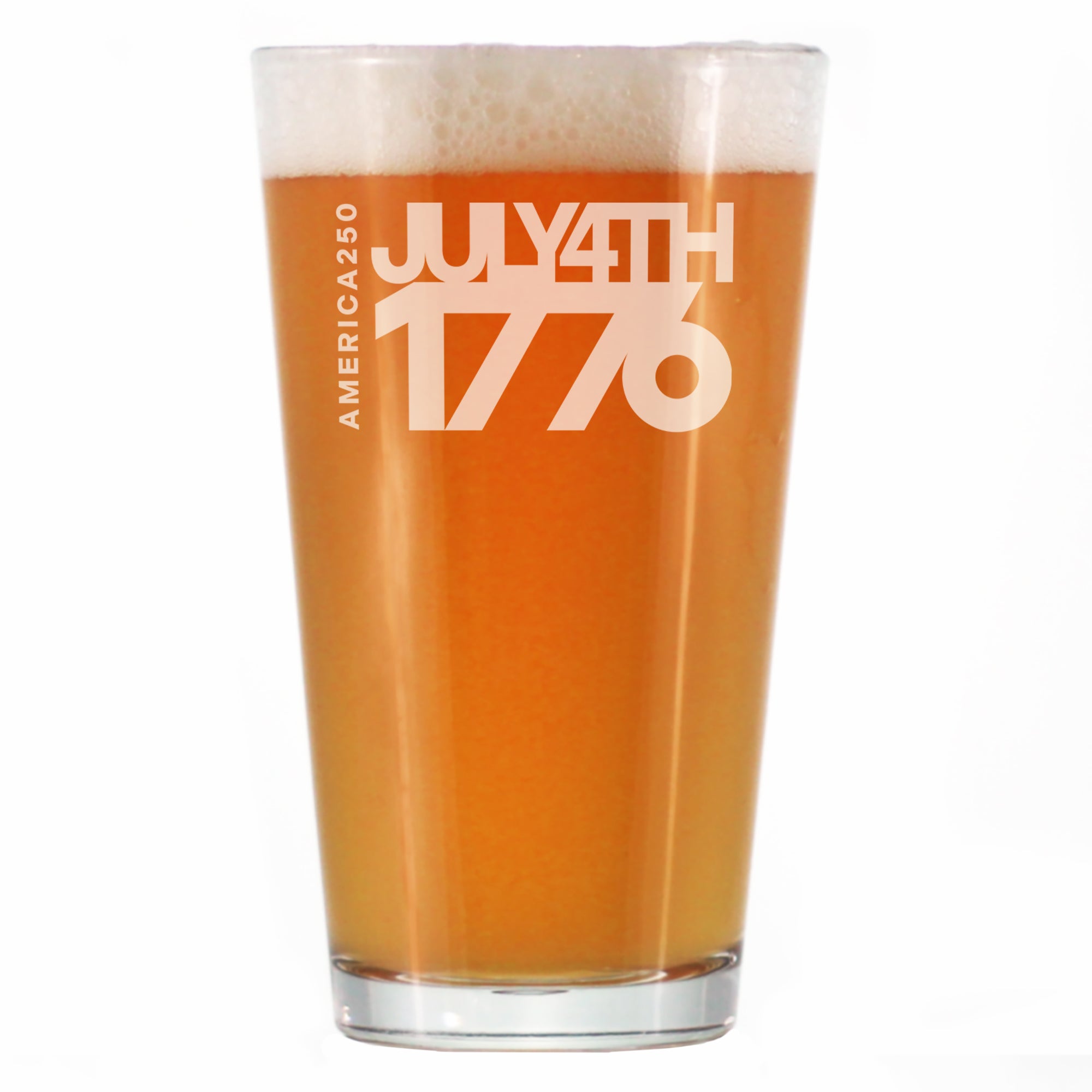 America 250 July 4 1776 Engraved Pint Glass America250 Official for 250th Anniversary of the USA High Quality Pint Glasses for Beer - 16oz