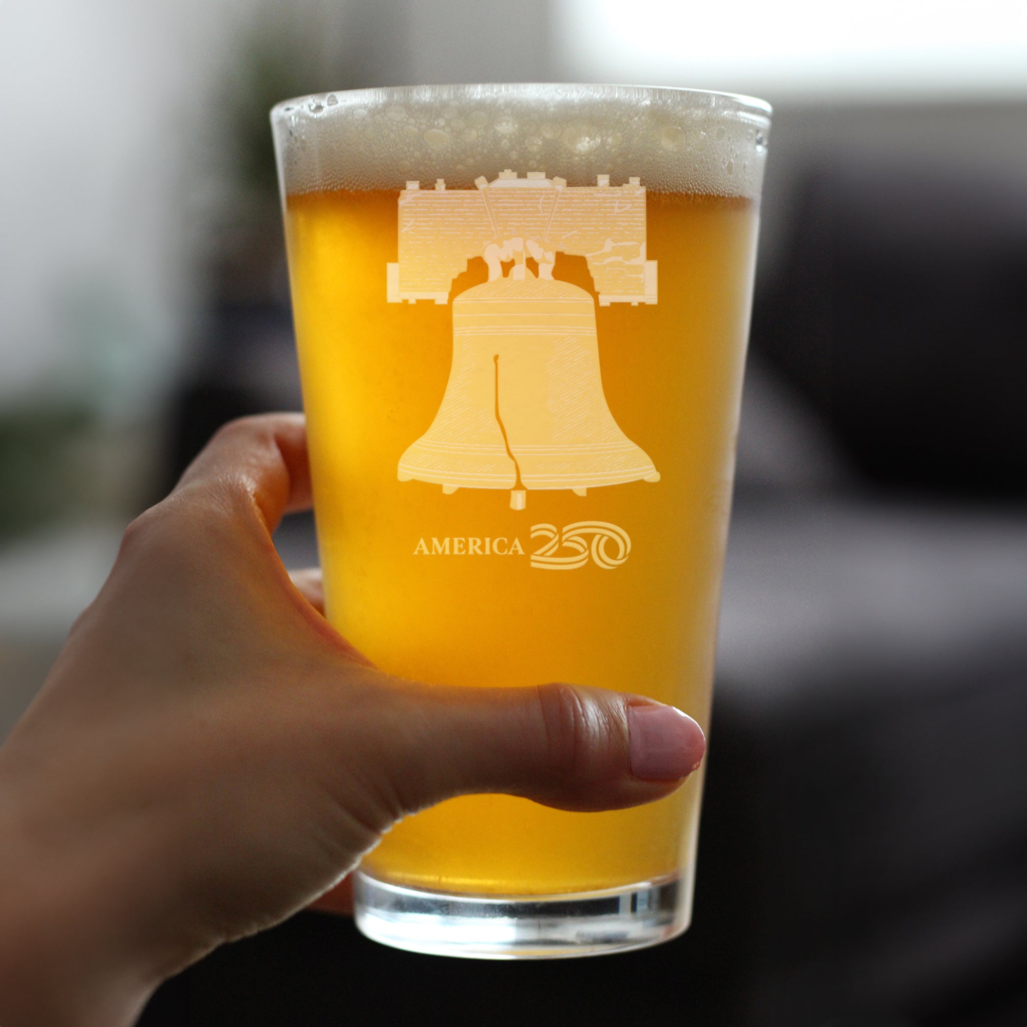 America 250 Liberty Bell Engraved Pint Glass America250 Official for 250th Anniversary of the USA High Quality Pint Glasses for Beer - 16oz