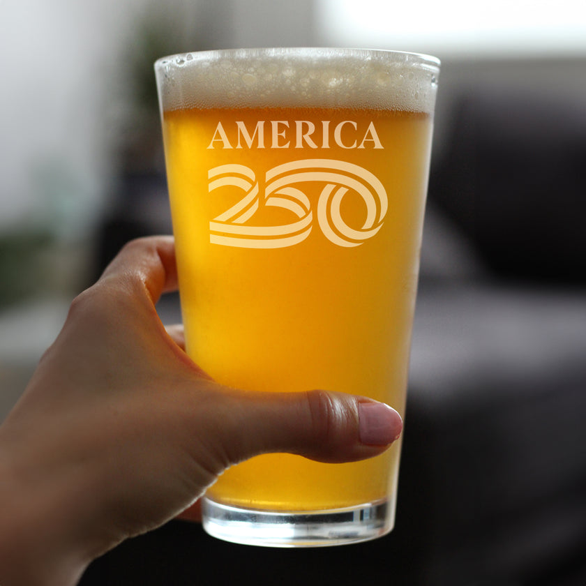 America 250 Logo Engraved Pint Glass America250 Official for 250th Anniversary of the USA High Quality Pint Glasses for Beer - 16oz
