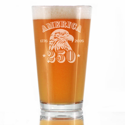 America's 250th Anniversary Engraved Pint Glass Celebrate America's Birth High Quality Pint Glasses for Beer - 16oz