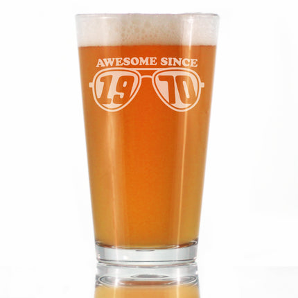 Awesome Since 1970 Engraved Pint Glass Gifts 55th Birthday Gift Ideas High Quality Pint Glasses for Beer - 16oz