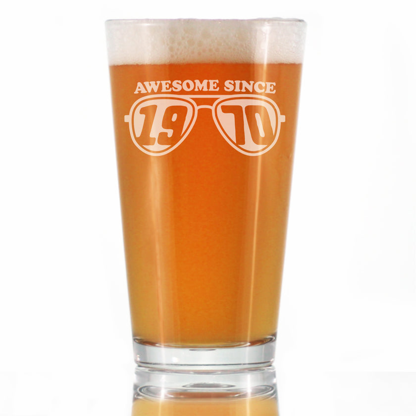 Awesome Since 1970 Engraved Pint Glass Gifts 55th Birthday Gift Ideas High Quality Pint Glasses for Beer - 16oz