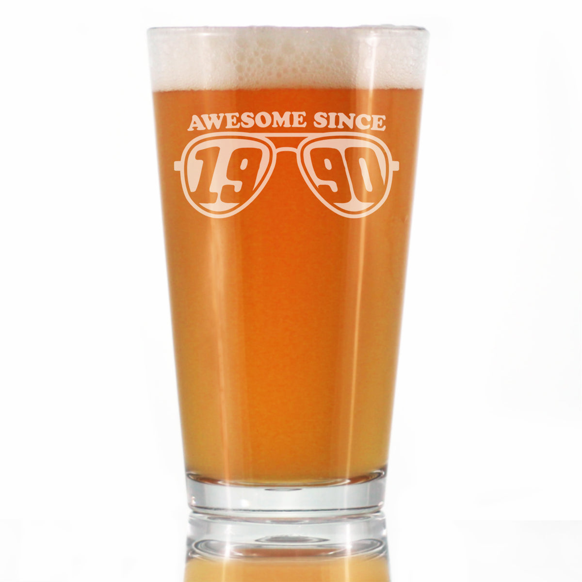 Awesome Since 1990 Engraved Pint Glass Gifts 35th Birthday Gift Ideas High Quality Pint Glasses for Beer - 16oz