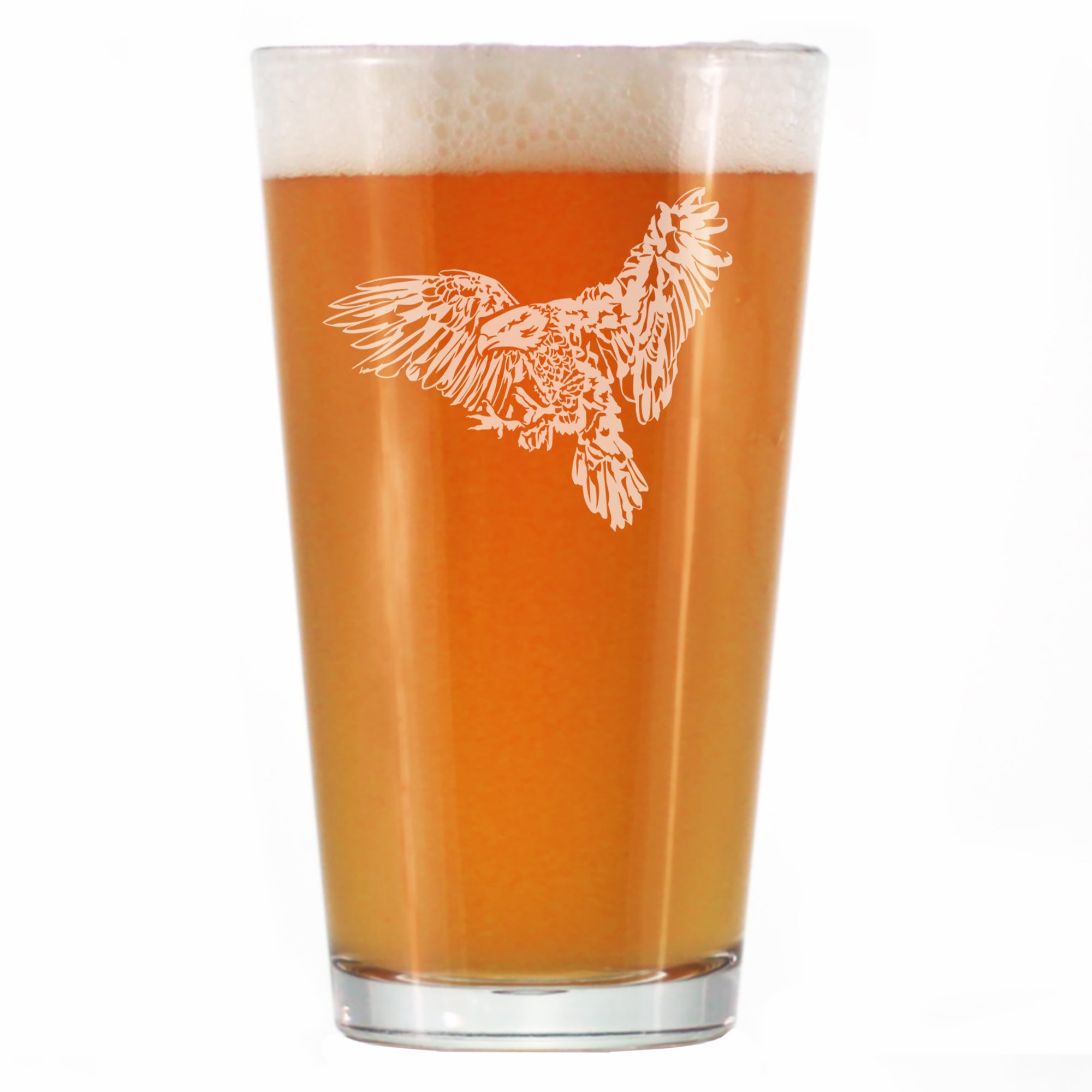 Bald Eagle - Engraved Pint Glass Patriotic American Decorations and Gifts High Quality Pint Glasses for Beer - 16oz