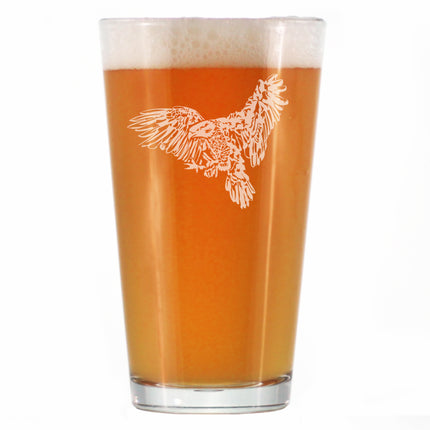 Bald Eagle - Engraved Pint Glass Patriotic American Decorations and Gifts High Quality Pint Glasses for Beer - 16oz