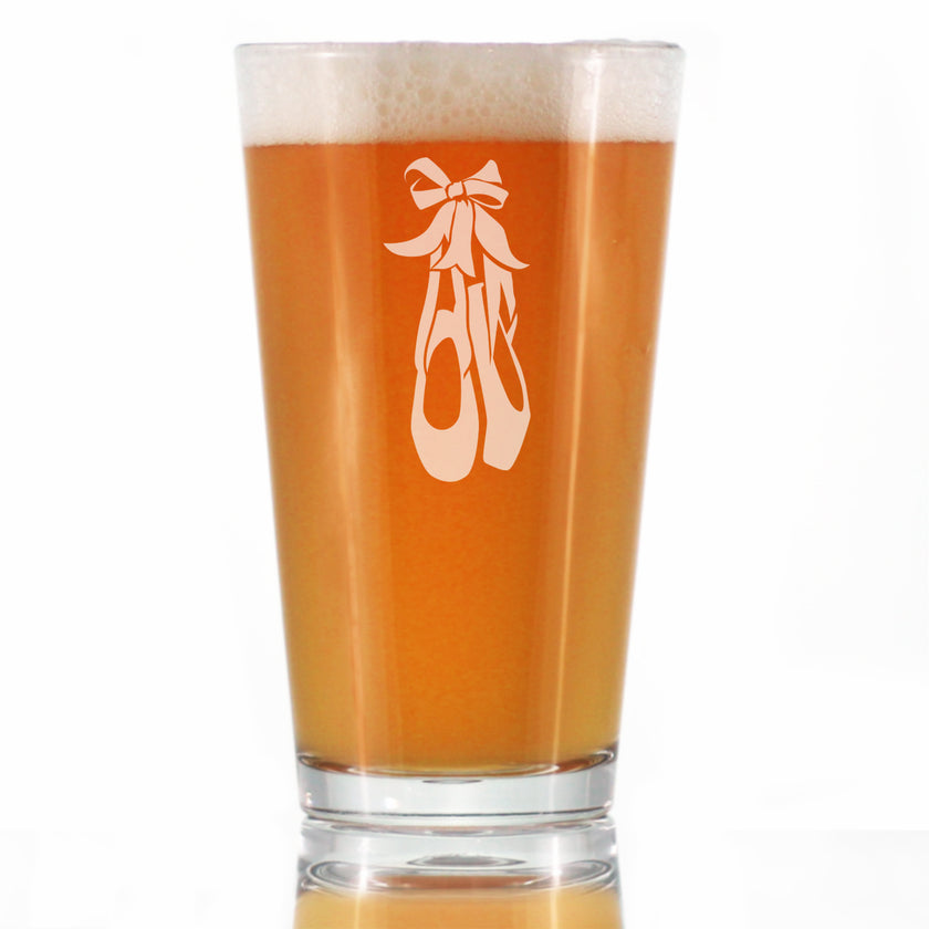 Ballet Shoes - Pint Glass for Beer - Ballerina and Dance Teacher Gifts - 16 oz Glasses