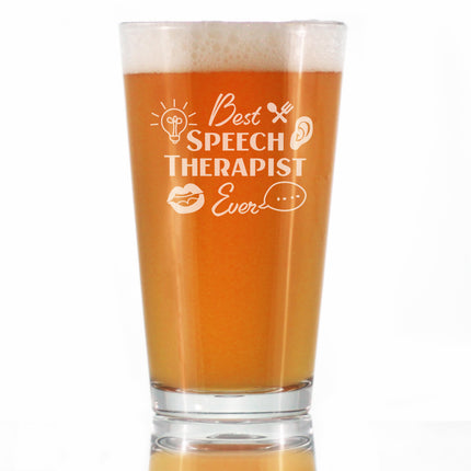 Best Speech Therapist - Pint Glass for Beer - Speech Pathologist Gifts - 16 oz Glasses
