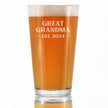 Great Grandma Est 2024 - New Great Grandmother Pint Glass Gift for First Time Great Grandparents - Bold 16 Oz Glasses