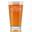 Great Grandpa Est 2024 - New Great Grandfather Pint Glass Gift for First Time Great Grandparents - Bold 16 Oz Glasses