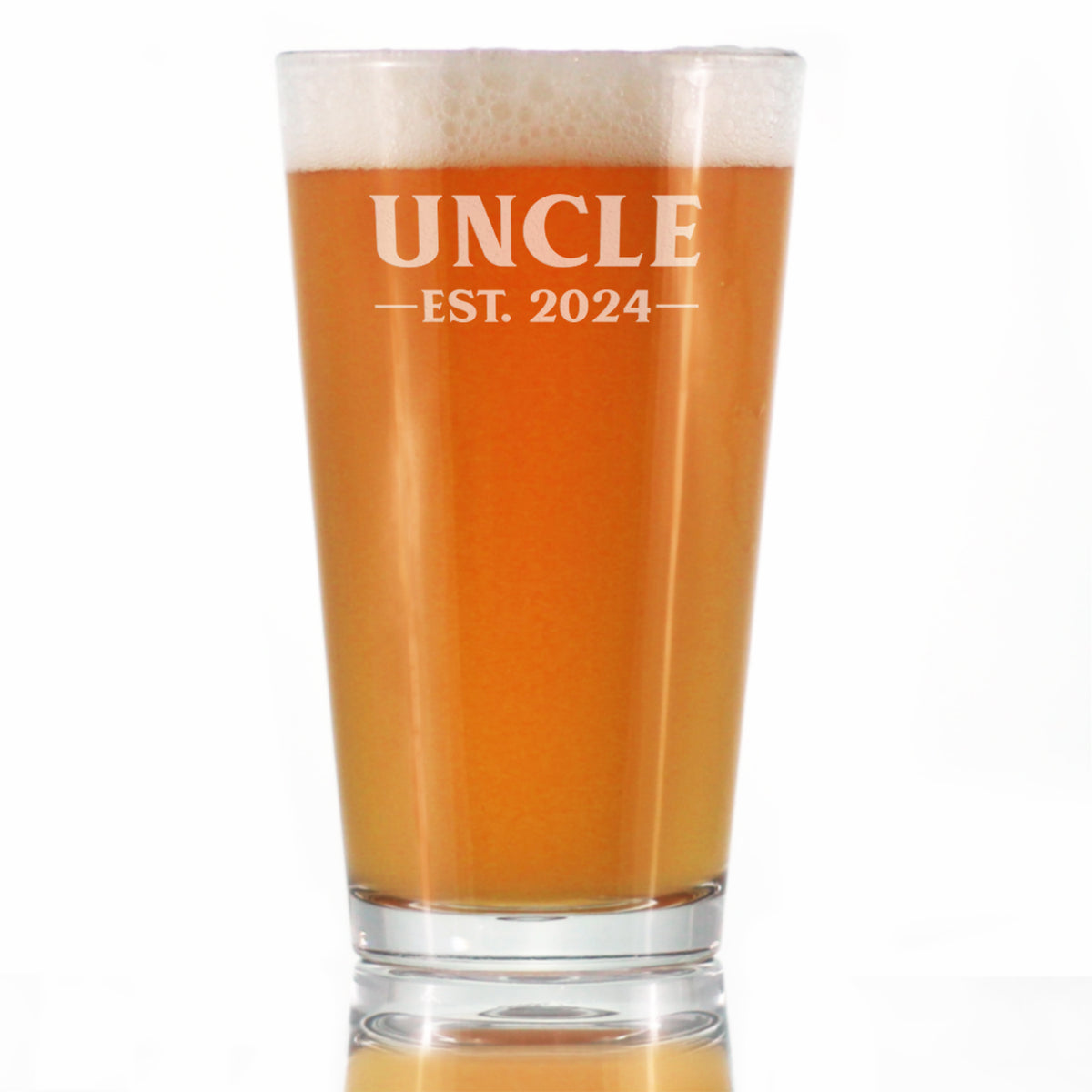 Uncle Est 2024 - Pint Glass Gift for First Time Uncles - Bold 16 Oz Glasses