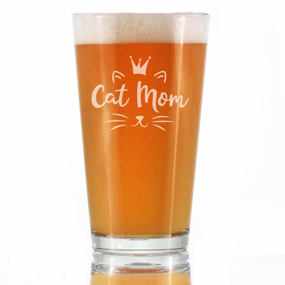 Cat Mom - Pint Glass for Beer - Cute Gifts for Cat Lady - 16 oz Glasses