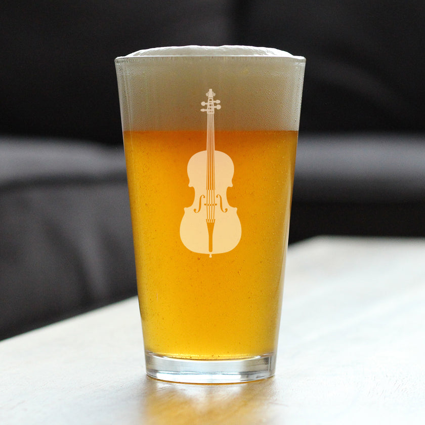 Cello - Pint Glass for Beer - Orchestra Gifts for Cellists - 16 oz Glasses