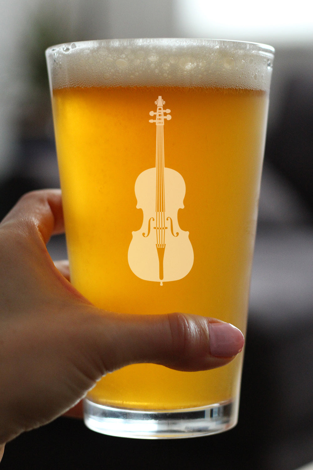 Cello - Pint Glass for Beer - Orchestra Gifts for Cellists - 16 oz Glasses