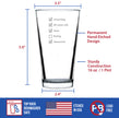 50th Birthday Checklist - Pint Glass for Beer - Funny Bday Gifts for Women and Men Turning 50 - 16 oz Glasses