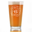 Cheers to 6 Years - Pint Glass for Beer - Gifts for Women & Men - 6th Anniversary Party Decor - 16 Oz Glasses