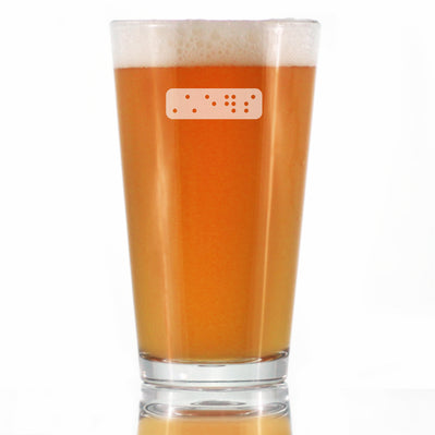 Braille Cheers Pint Glass for Beer - Fun Braille Gifts for Braille Teachers and Visually Impaired or Blind Braille Readers - 16 Oz Glasses