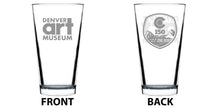 Denver Art Museum - DAM Logo & Colorado 150 - Engraved Pint Glass - 16 oz