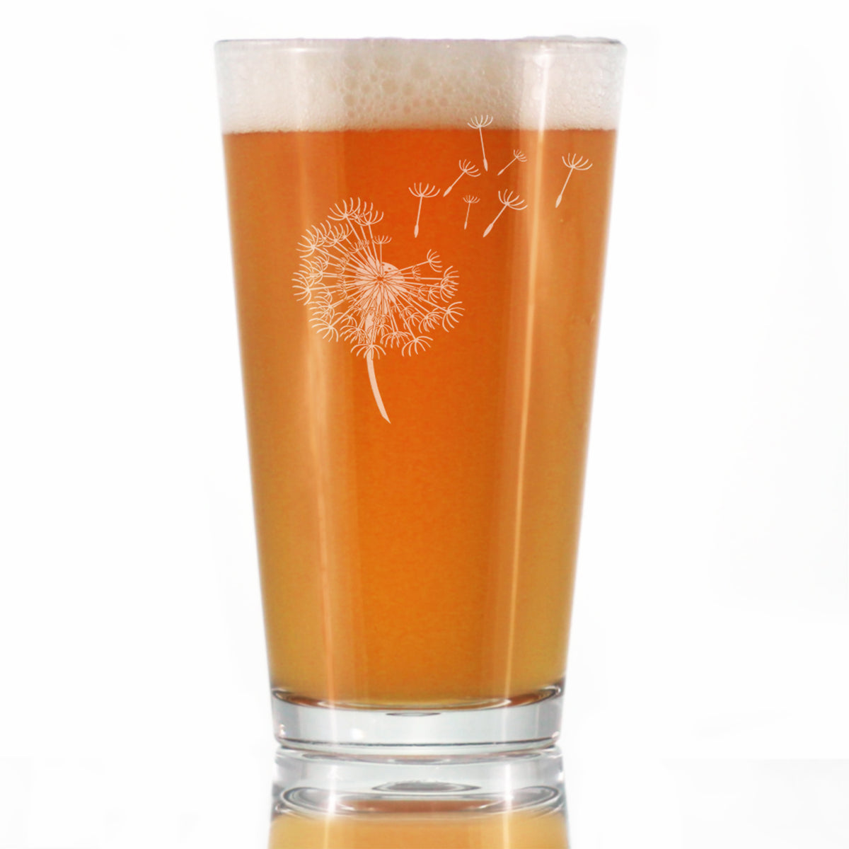 Dandelion Pint Glass for Beer - Friendship Gifts and Dandelion Flowers Decor for New Beginnings - 16 Oz Glasses