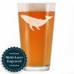 Whale Engraved Pint Glass - Multi-Layer Engraving - 16 oz